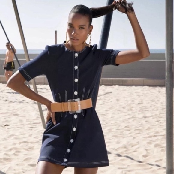 Veronica Beard Mikel Contrast Stitch Mini Dress Women's Sz 8 - Picture 5 of 16